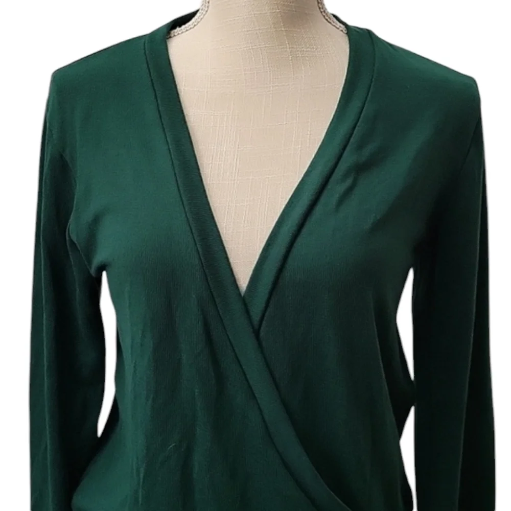 Coeur De Vague Elegant Green Wrap Sweater